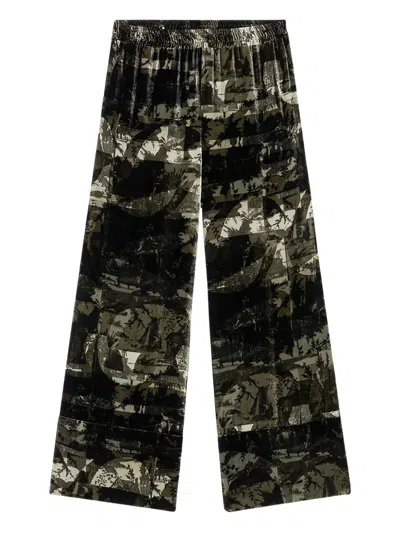 Pierre-louis Mascia Kanada Printed Velvet Trousers In Black