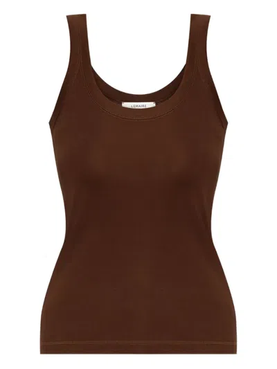 Lemaire Scoop-neck Cotton Tank Top In Brown
