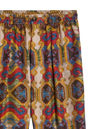 Pierre-louis Mascia Fancy Geometric-pattern Silk Trousers In Multi