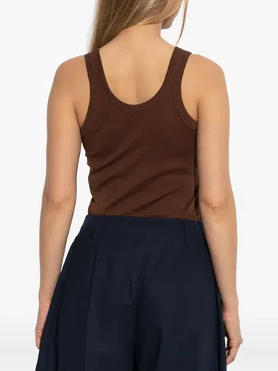 Lemaire Scoop-neck Cotton Tank Top In Brown