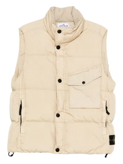 Stone Island Down Vest In Lightweight Nylon Reps Jackets Beige