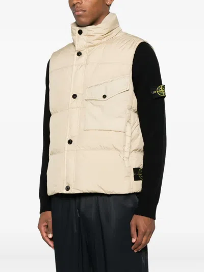Stone Island Down Vest In Lightweight Nylon Reps Jackets Beige
