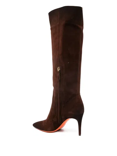 Santoni 90mm Suede Pointed-toe Knee-high Boots