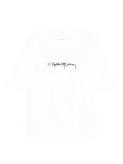 Stella Mccartney Logo-embroidered Cotton T-shirt In White