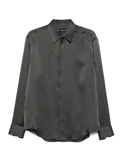 Giorgio Armani Silk Shirt In Brown