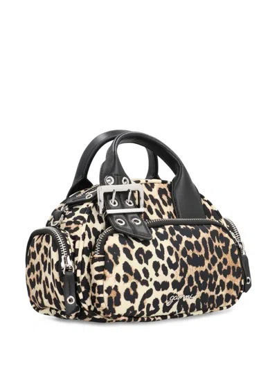 Ganni Mini Leopard-print Buckle-detail Handbag