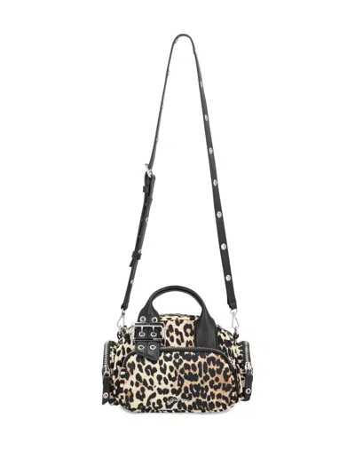 Ganni Mini Leopard-print Buckle-detail Handbag