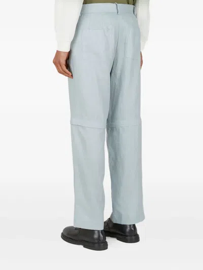 Wynn Hamlyn Detachable-panel Linen Trousers In Blue