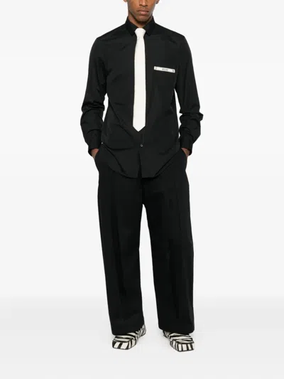Moschino Logo-detail Pocket Shirt In Black