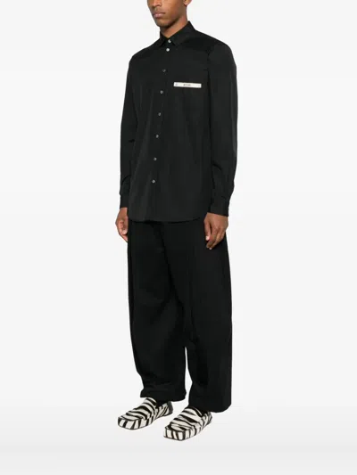 Moschino Logo-detail Pocket Shirt In Black