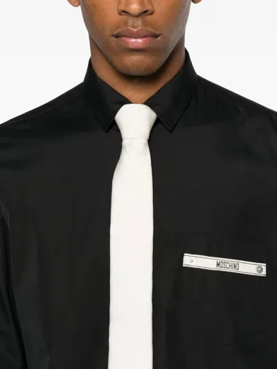 Moschino Logo-detail Pocket Shirt In Black