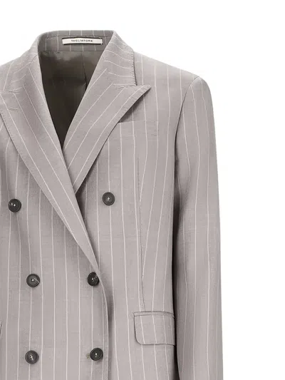 Tagliatore Pinstripe Double-breasted Blazer In Gray