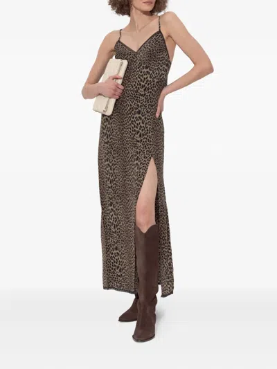 Zadig & Voltaire Ramelil Soft Leopard Print Dress In Brown