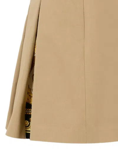 Versace Pleated Panelled Skirt In Brown