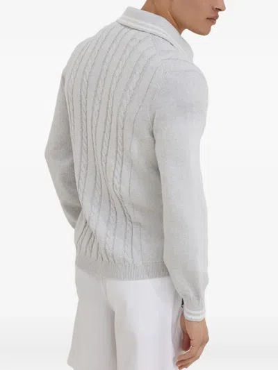 Brunello Cucinelli Cable-knit Cardigan In Gray