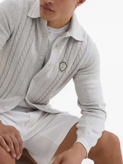 Brunello Cucinelli Cable-knit Cardigan In Gray