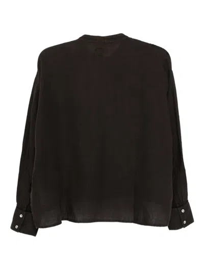 120% Lino Button-detailed Linen Shirt In Black