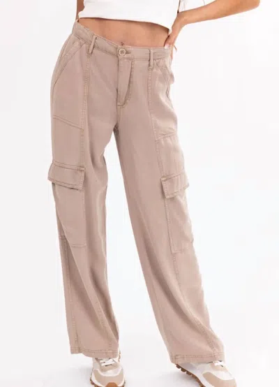 Risen High Rise Tencel Wide Cargo Pants In Taupe In Neutral