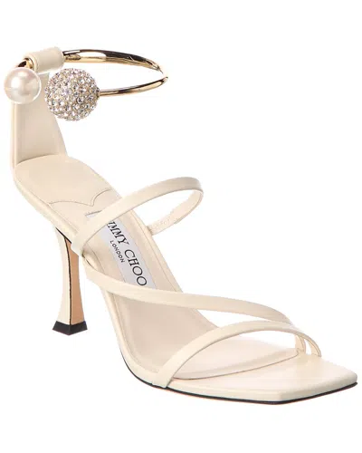 Jimmy Choo Ottilia 90 Leather Sandal In White