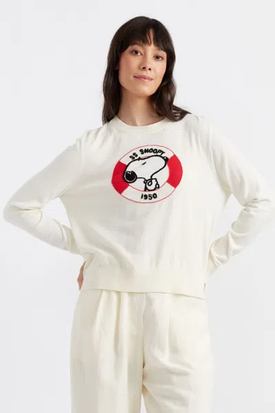Chinti & Parker Cream Cotton Snoopy Nautical Sweater In White