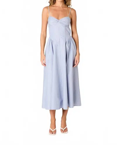 Nia Destene Stripe Midi Dress In Slate Blue In Blue
