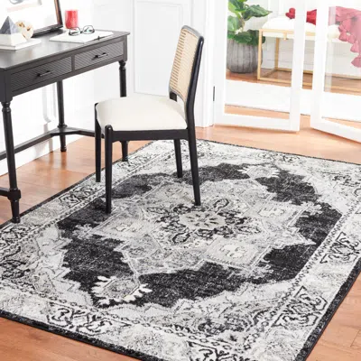 Safavieh Brentwood Machine Made Area Rug, Ivory / Black Traditional Style Easy Care In Black