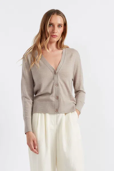 Chinti & Parker Pure Merino Ultra Fine V-neck Knit Cardigan In Gray