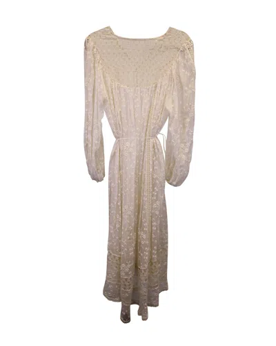 Zimmermann Lace Maxi Dress In White Viscose In Neutral