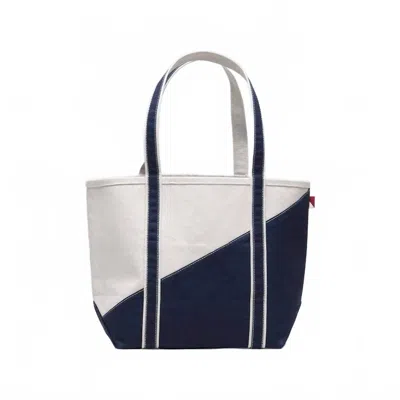 Shorebags Women's Contemporary Canvas Diagonal Tote In Natural/navy