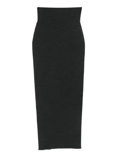 Alberta Ferretti High-waisted Virgin Wool Maxi Skirt In Black