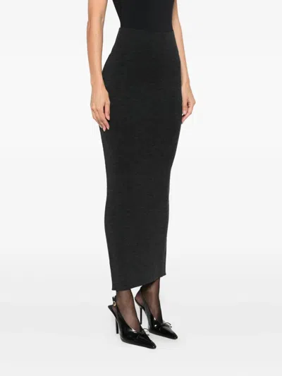 Alberta Ferretti High-waisted Virgin Wool Maxi Skirt In Black