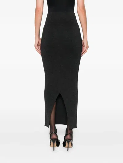 Alberta Ferretti High-waisted Virgin Wool Maxi Skirt In Black