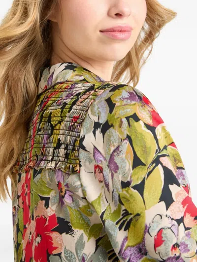 Cinq À Sept Damia Canyon Bloom Long Sleeve Minidress In Green