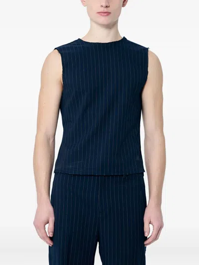 Entire Studios Pinstriped Sleeveless Vest In Blue