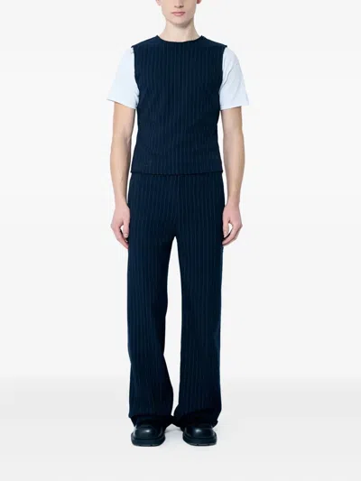 Entire Studios Pinstriped Sleeveless Vest In Blue
