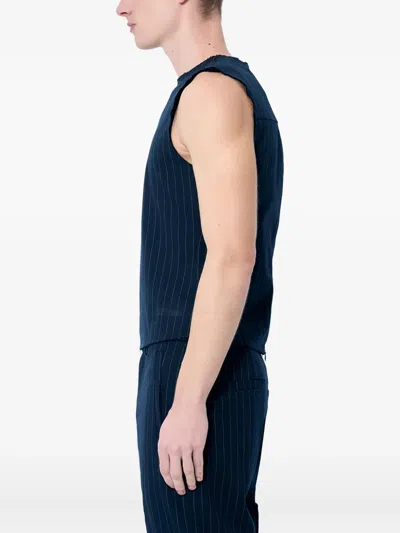 Entire Studios Pinstriped Sleeveless Vest In Blue