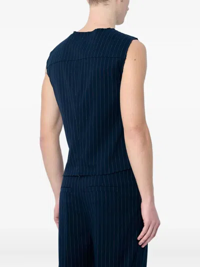 Entire Studios Pinstriped Sleeveless Vest In Blue