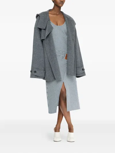 Jw Anderson Hooded Double-breasted Coat In Multi
