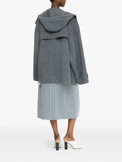 Jw Anderson Hooded Double-breasted Coat In Multi