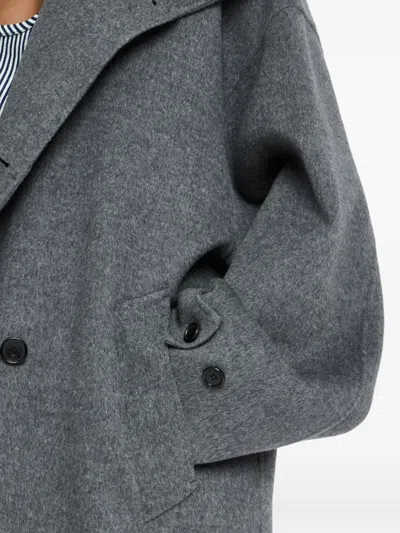 Jw Anderson Hooded Double-breasted Coat In Multi