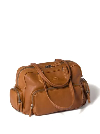 Miu Miu Pocket Leather Zipped Tote Bag