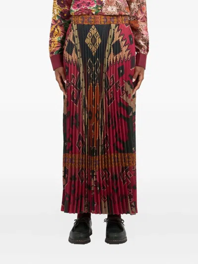 Pierre-louis Mascia Pleated Patterned Skirt In Multi