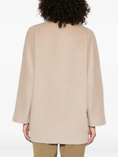 Max Mara Coat Double-breasted Notched Lapels In Neutral