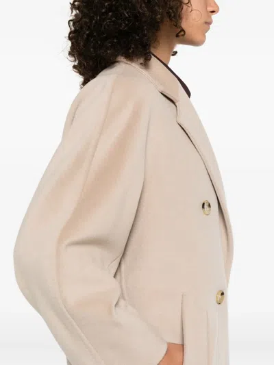 Max Mara Coat Double-breasted Notched Lapels In Neutral