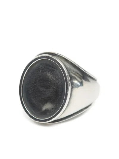 Mm6 Maison Margiela Minimal Logo 4mm Ring In Metallic