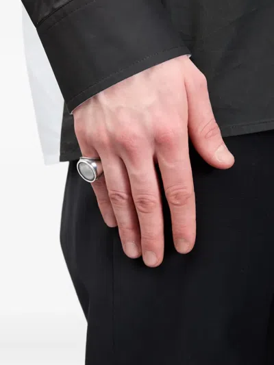 Mm6 Maison Margiela Minimal Logo 4mm Ring In Metallic