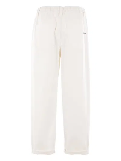 Brunello Cucinelli Pull On Light Beige Cotton Pants In White