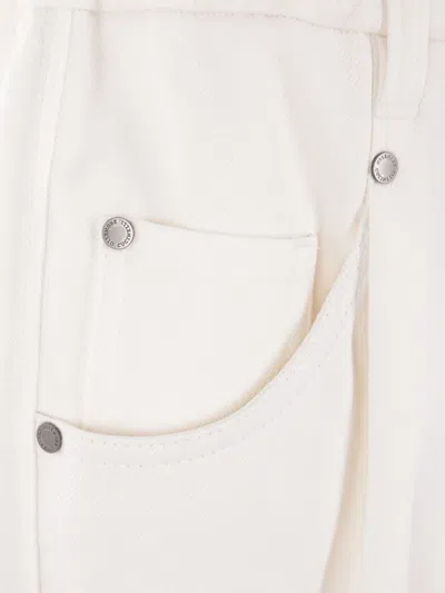 Brunello Cucinelli Pull On Light Beige Cotton Pants In White