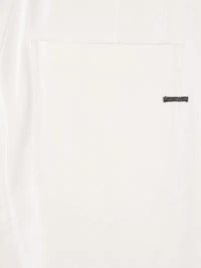 Brunello Cucinelli Pull On Light Beige Cotton Pants In White