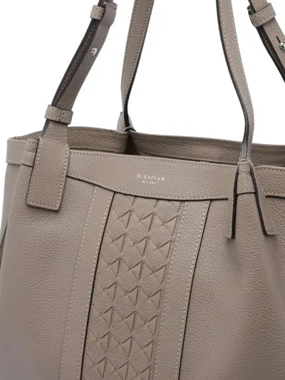 Serapian Leather Woven-detail Shoulder Bag